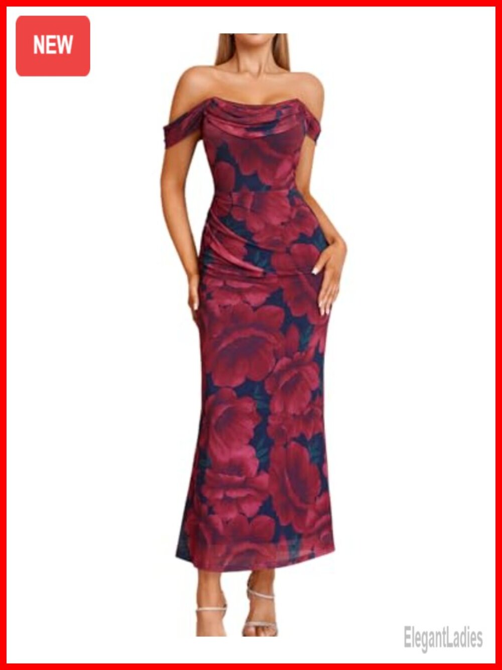 Off the Shoulder Corset Bodycon Mesh Maxi Formal Dress